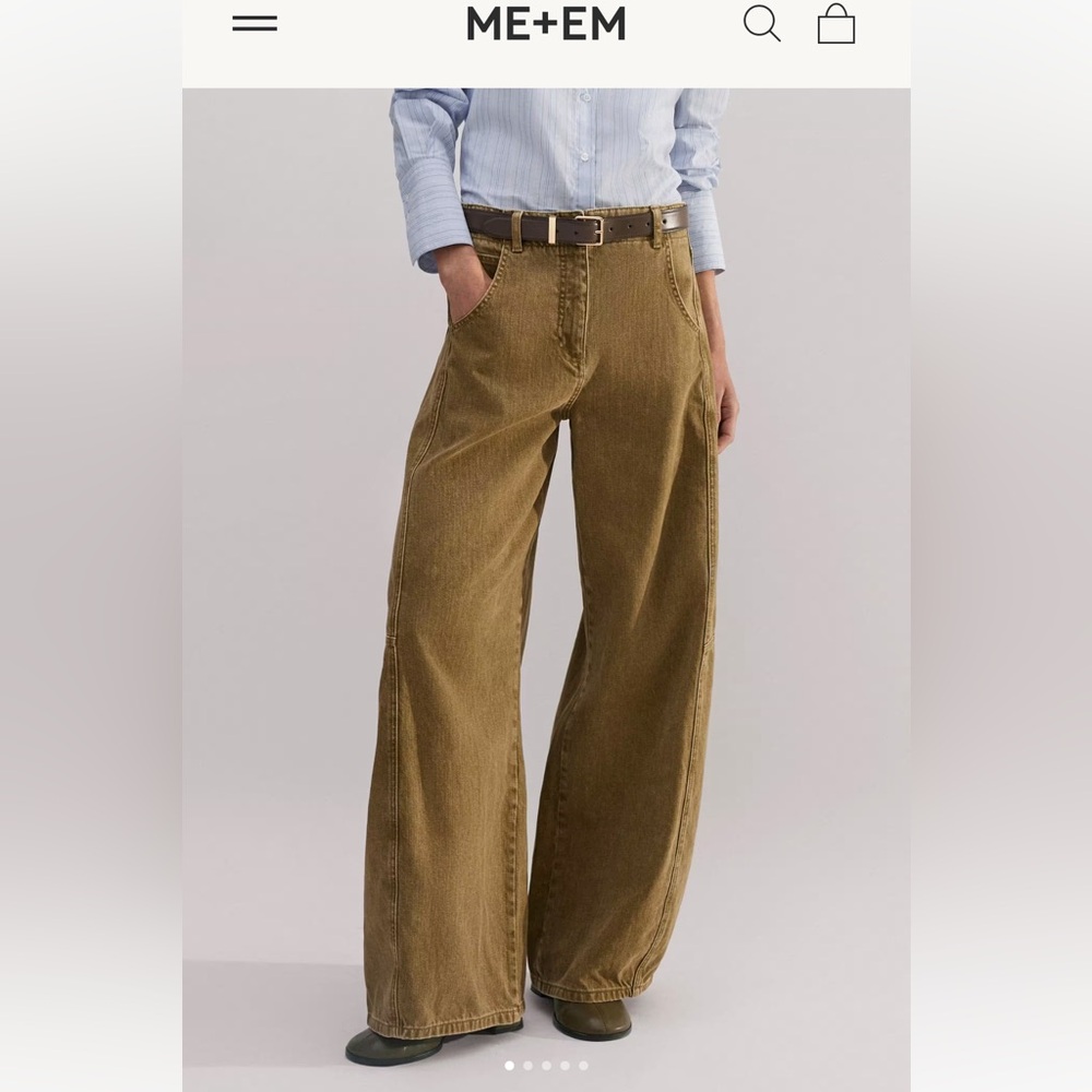 ME+EM Olive Green Wide Leg Trousers